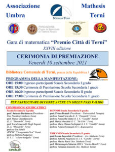 Programma Premiazione Premio Città Di Terni 2020